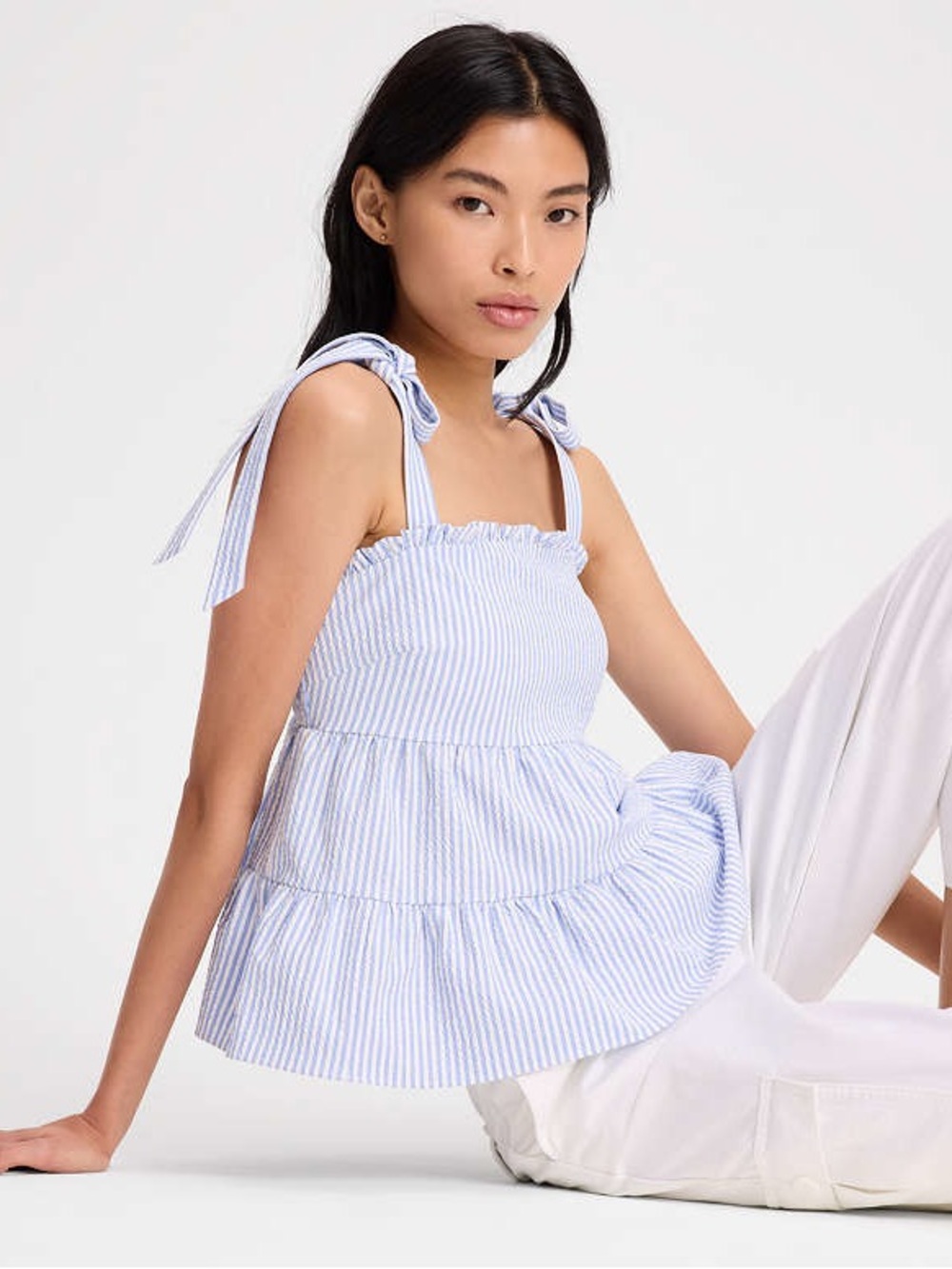 Kate Spade Seersucker Tiered Top